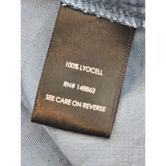 Torrid Lyocel Chambray Shirt Dress 2X Split Neck Utility Pockets Denim Utility - Picture 11 of 11